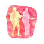 Watercolour sillouttes of two guitar players Pink photo sculptures