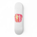 Watercolour sillouttes of two guitar players Pink skateboards