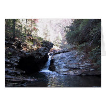 Waterfall between rocky outcroppings cards