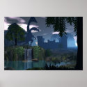 Waterfall fantasy with Dragon Poster posters
