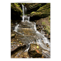 Waterfall In Autumn Greeting Cards