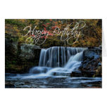 Waterfall in Autumn Happy Birthday Card