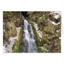 Waterfall through snowy bank card