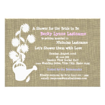 Watering Can and Burlap Bridal Shower Custom Announcements