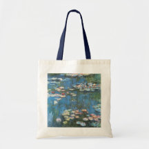 Waterlilies by Claude Monet, Vintage Impressionism Canvas Bags
