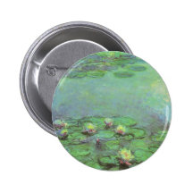 Waterlilies by Monet, Vintage Floral Impressionism Button