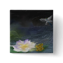 Waterlily, dragonfly and frog