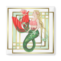 Waterlily Mermaid Fridge Magnet