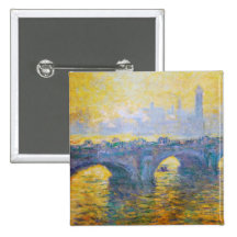 Waterloo Bridge, Grey Weather, 1900 Claude Monet Button