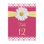 Watermelon Pink Polka Dot Daisy Table Cards postcards