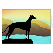 Waterside Greyhound Dog Landscape Card