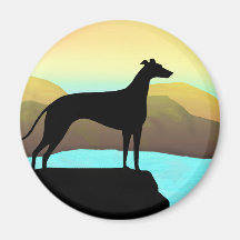 Waterside Greyhound Dog Landscape Fridge Magnets