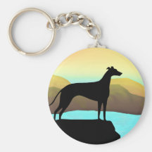 Waterside Greyhound Dog Landscape Key Chains