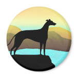Waterside Greyhound Dog Landscape magnets