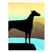 Waterside Greyhound Dog Landscape Post Cards