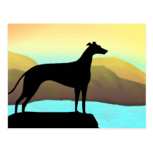 Waterside Greyhound Dog Landscape Postcards