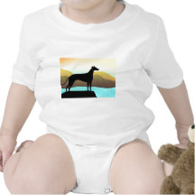Waterside Greyhound Dog Landscape Tee Shirts