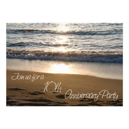 Wave at Sunset 10th Anniversary Invitation Card