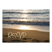 Wave at Sunset RSVP Wedding Card Invitation