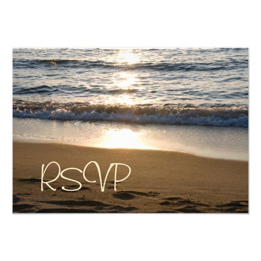 Wave at Sunset RSVP Wedding Card Invitation