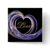 Wave Swept Love Filled Fractal Art Heart Pins
