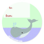 wave the whale round sticker gift tag