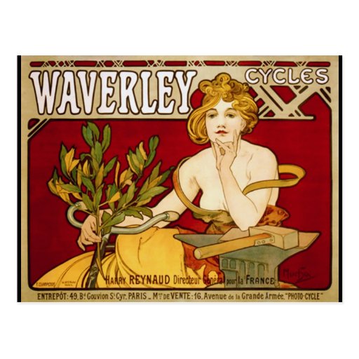 Waverley Cycles - Art Nouveau - Alphonse Mucha Post Cards