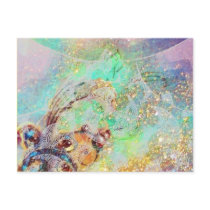 WAVES ,blue green yellow,teal Postcard