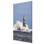 Waves Crashing Against Roker Lighthouse Canvas Prints