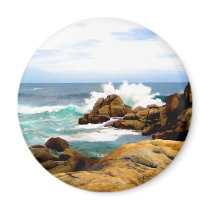 Waves Crashing on Rocky Shore