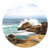 Waves Crashing on Rocky Shore