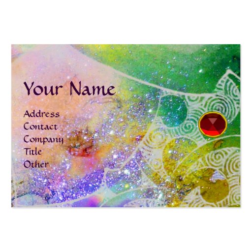 WAVES RUBY MONOGRAM, bright purple green blue pink Business Cards