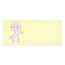 Waving Cute Baby, on yellow stripes. Custom Custom Invitations