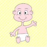 Waving Cute Baby, on yellow stripes. Custom Photo Cutouts