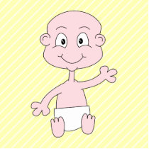 Waving Cute Baby, on yellow stripes. Custom Photo Cutouts