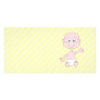 Waving Cute Baby, on yellow stripes. Picture Card