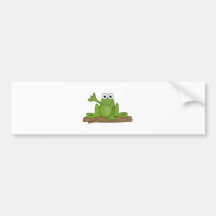 waving froggy frog bumper sticker