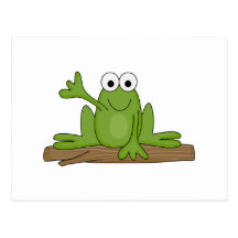 waving froggy frog postcard