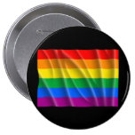 Waving gay pride flag - pinback button