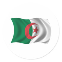 Wavy Algeria Flag Round Stickers
