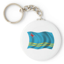 Wavy Aruba Flag Keychain