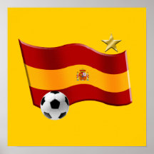 Wavy flag of Spain Star Champs Soccer Ball Gifts Posters