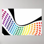 Wavy Rainbow Squares Abstract Layout Poster