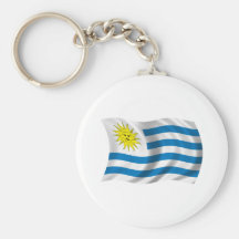 Wavy Uruguay Flag Key Chain