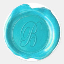 Wax Seal Monogram - Aqua Blue - Script B Stickers