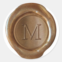 Wax Seal Monogram - Copper - Serif M - Round Stickers