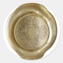 Wax Seal Monogram - Gold - Bargallo Pattern Round Sticker