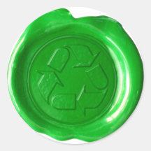 Wax Seal Monogram - Green - Recycle Symbol - Round Stickers