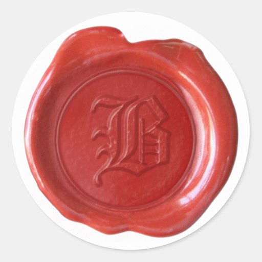 Wax Seal Monogram - Red - Old English - Letter B Classic Round Sticker ...