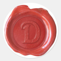Wax Seal Monogram - Red - Victorian D - Round Stickers